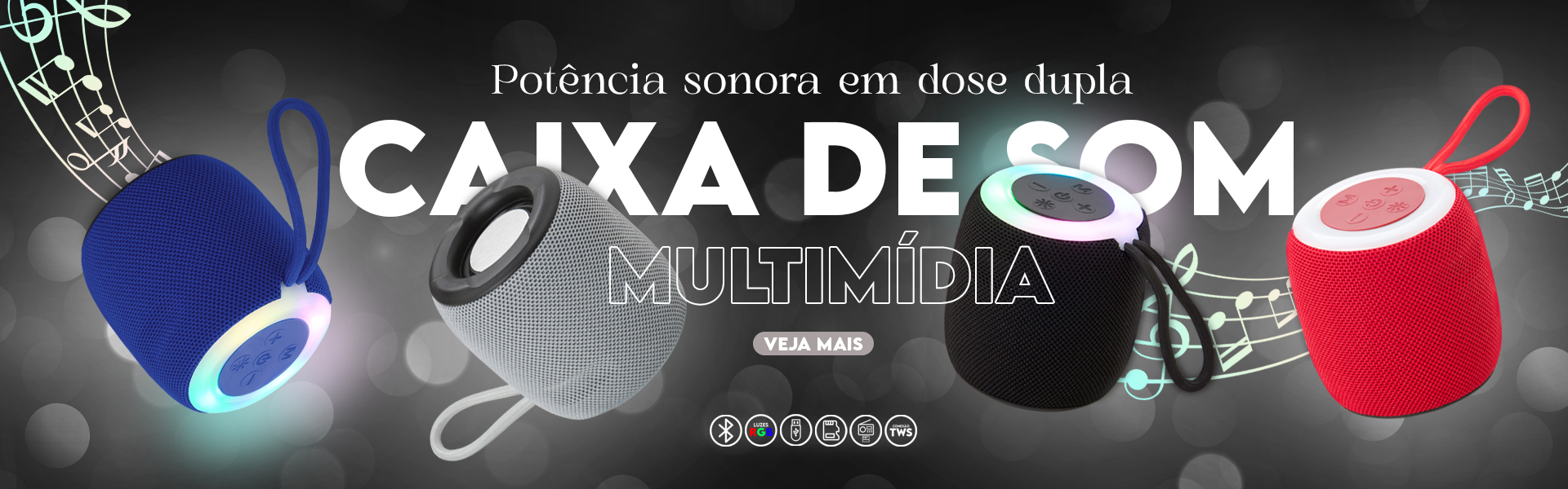 Caixa de Som Multimdia TWS com Luzes RGB